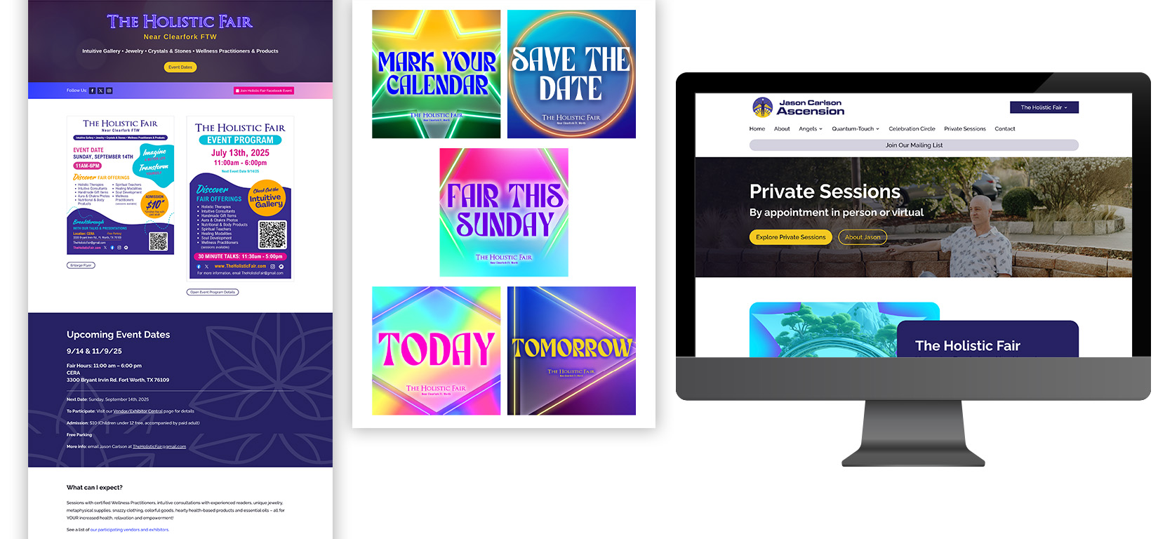 Various UI Mockups for different pages of the site