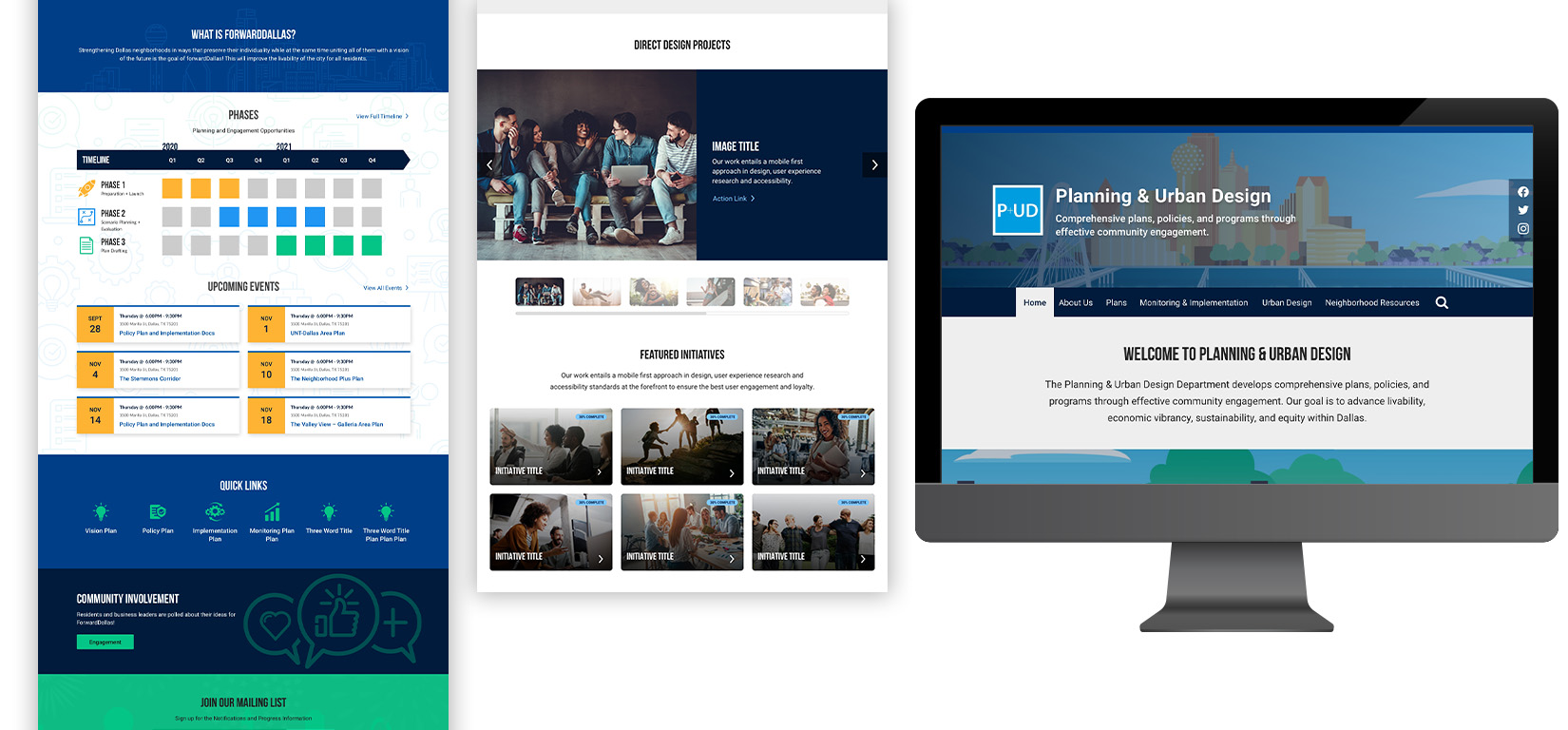 Final mockups of the homepage and about page