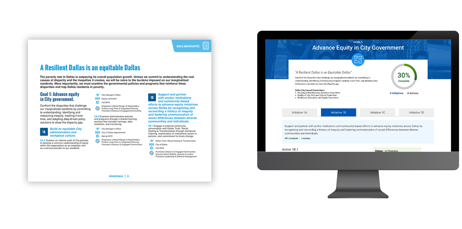 A preview of the first goal initiatives, actions and resources